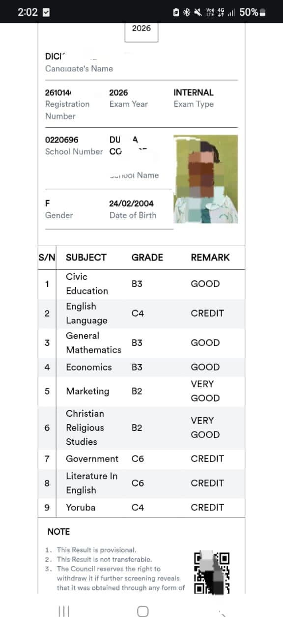 NECO 2026 RESULT